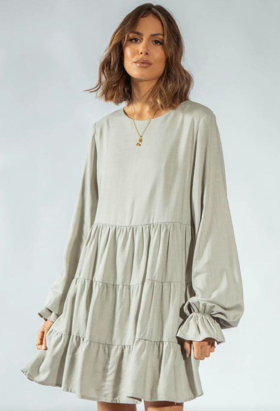 Girl And The Sun X Kayla Gane Hydra Dress Womens 6 Linen Blend Whisper Green
